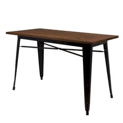 GENERICO - Mesa Comedor Tolix 120x70 Hogar - Fierro Negro Mate Madera