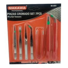 MAKAWA - Set Kit Juego De Pinzas Cromado 7 Piezas