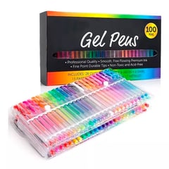 ESHOPANGIE - Set 100 Lápices Gel Neón-glitter-metálico-pastel