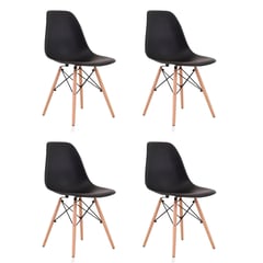 LUMAX - Silla Eames Dsw Clasicas Negra. 4 unidades