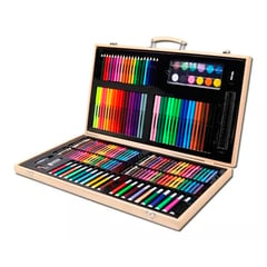 ESHOPANGIE - Set De Arte 220 Pcs Lapices Para Colorear Maleta De Madera