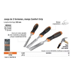 TRUPER - Kit Set Juego De Cinceles Formones 3 Pcs Jft-3