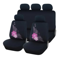 GOODCAR - Funda Cubre Asiento Auto Para Mujer 9pcs Negro Flores