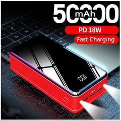 GENERICO - Cargador Portátil Power Bank 50000 mAh 3USB Tipo C Lightning linterna