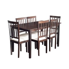 SWEET HOGAR - Comedor madera 6 sillas color chocolate modelo manchester