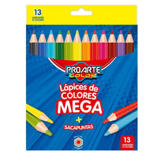 PROARTE - Set 12 Lápices de Colores Hexagonales Jumbo Más Sacapuntas