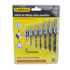 KAMASA - Brocas Avellanadoras Madera Plastico Pvc Punta Taladro 7 Pcs