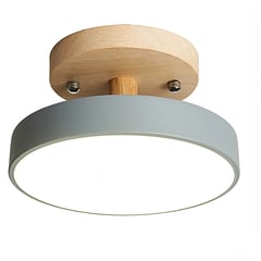 CASA NEW - Led lámpara de techo moderna 18cm base de madera Gris