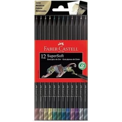 FABER-CASTELL - Lapices de 12 colores Super Soft 12 Metálicos