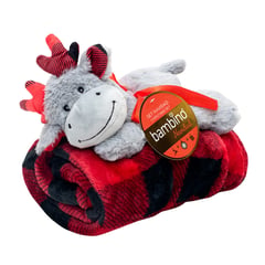 BAMBINO - Frazada Y Peluche Set 2 Piezas Navidad Reno Gris