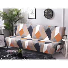 WITMU - Cubre Futon Tela liso Naranja Gris Blanco