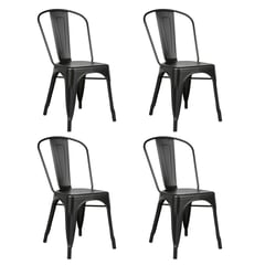 LUMAX - Set 4 Sillas Tolix Negras Hogar Pub Negocio Muebles Metinca