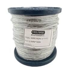 GENERICO - Piola Cable De Acero 2.5 Mm Rollo 100 Metros Galvanizado