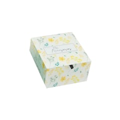 HOMEWELL - Caja Organizadora Flores Amarillas Vidrio Joyero Deco 10x9x5cm