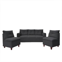 SOFAS HOME - JUEGO LIVING MATEO CHENILLE GRAFITO PATA MADERA 3C1C1C