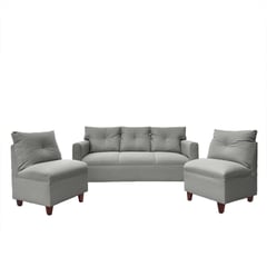 SOFAS HOME - JUEGO LIVING MATEO CHENILLE GRIS PATA MADERA 3C1C1C