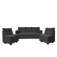 SOFAS HOME - JUEGO LIVING MATEO CHENILLE GRAFITO PATA PLASTICA 3C1C1C