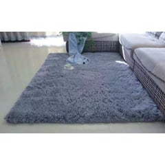 BJ HOGAR - Alfombra Peluda 180cm X 200cm Plomo Liso