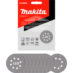 MAKITA - 10 Discos Lija Velcro 125mm (5'') Grano 320 D-65894