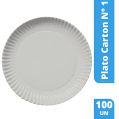 GENERICO - Plato Carton N° 1 100 unidades / Plato Desechable 15cm