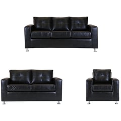 MUEBLES AMERICA - Living George 321 Cuero PU Negro