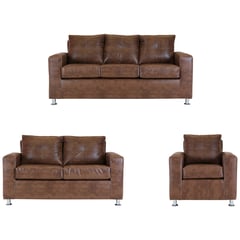 MUEBLES AMERICA - Living George 321 Cuero PU Caramelo