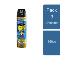 RAID - Pack 3 Insecticida Max Doble Acción 360cc