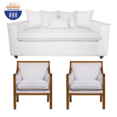 SITIAL HOME - Living Domenico 311 Sofá y Sillones tipo Sitial Color Blanco Hueso