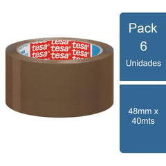 TESA - Pack 6 Cintas de Embalaje Uso General Café 48mm x 40mts