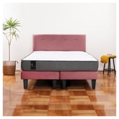 LATAM HOME - Cama Europea 2 Plazas Zen Best 150x200 Cm Tela Palo Rosa + Respaldo