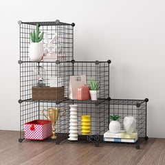 U BUY - Armario Organizador Metálico Negro 6 Cubos