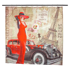 MASEL - Set cortina baño paris rouge 180x180 cm