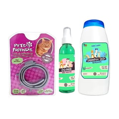 MASCOKITS - Kit Para Gato Collar Anti Pulgas Colonia Shampoo Repelente