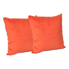 MASEL - Set 2 cojines felpa velvet 40 x 40 naranja