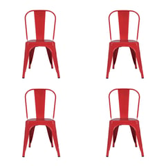 BOKAN - Pack 4 Sillas de Diseño Tolix París Rojo