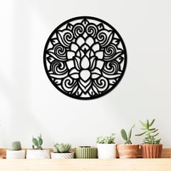 ELAB PROPIA - Fun Republic - Cuadro Decorativo Mandala 40 cm x 40 cm - Negro