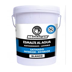 MOHICAN - ESMALTE AL AGUA ANTIHONGOS SATINADO 1 TINETA 4 GAL BLANCO