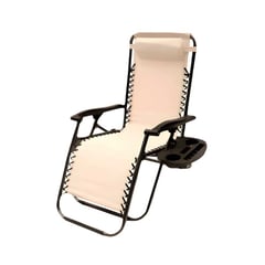 LUMAX - Silla Reposera Plegable Portatil Con Porta Bebidas Blanco