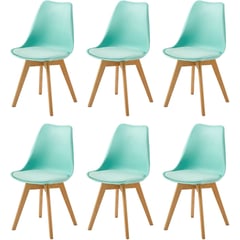 EAMES - Pack De 6 Sillas Tulip Acolchadas Verde Menta