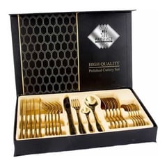 U BUY - Set Cubiertos Acero Inoxidable 24 Piezas Color Oro