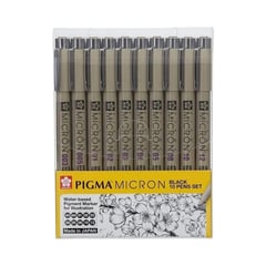 SAKURA - Set 10 Tiralíneas Pigma Micron Negro Manga