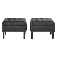 BODEVIR - Set de Poufs Wood 1C PU Negro