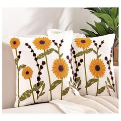 COMPRAPO - Set Pack x 2 Fundas para Cojín Bordado Girasoles 45x45 cm