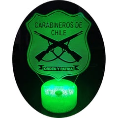 GENERICO - Lampara ilusión 3D De Insignia Carabineros De Chile 7 Colores Led