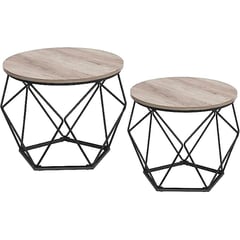 VASAGLE - Set Mesa De Centro Base Hexagonal Gris