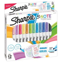 SHARPIE - Marcador S-Note 12 colores Permanente