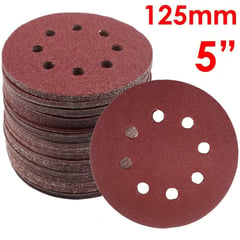 GENERICO - Set 100 Lijas Velcro Con 8 Orificios 125mm 5 Pulgadas