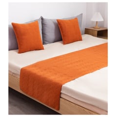 COMPRAPO - Set Piecera Plush 210x70 y 2 Fundas Terracota 45x45 King o 2Pzas.