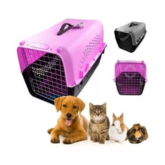 GENERICO - Caja Canil Transportadora Mascota Ventilación Talla S-m Rosa