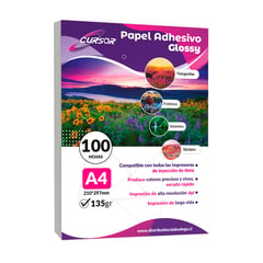 GENERICO - Papel Fotografico A4 135g Glossy Pack 100 Adhesivo